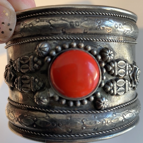 Silver Cuff with Orange Stone - Picture 5 of 5